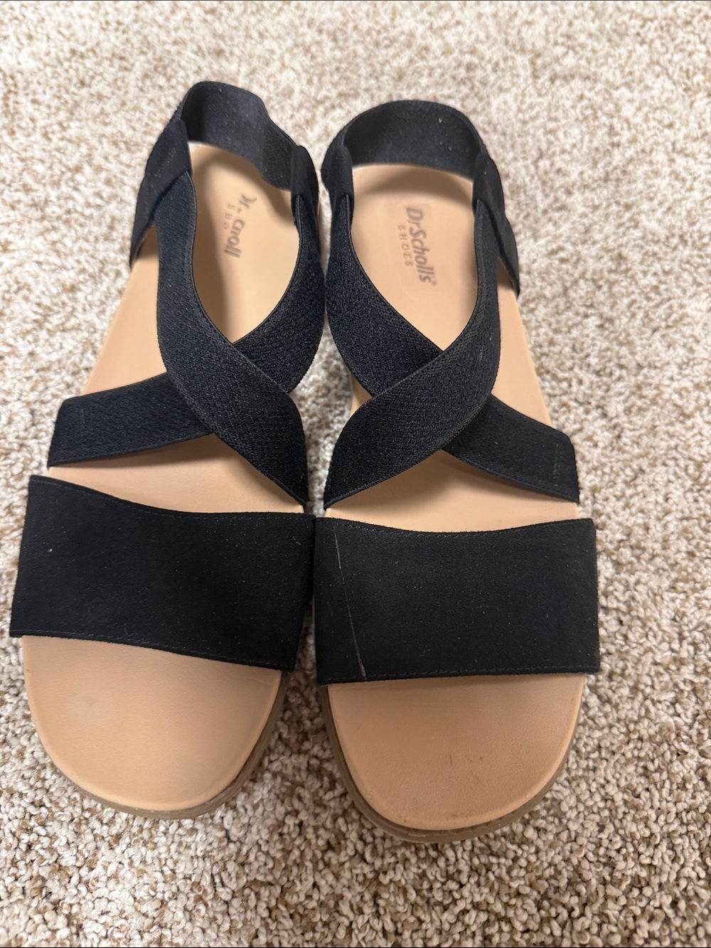 Dr. Scholl's Black Crisscross Elastic Strap Sandals